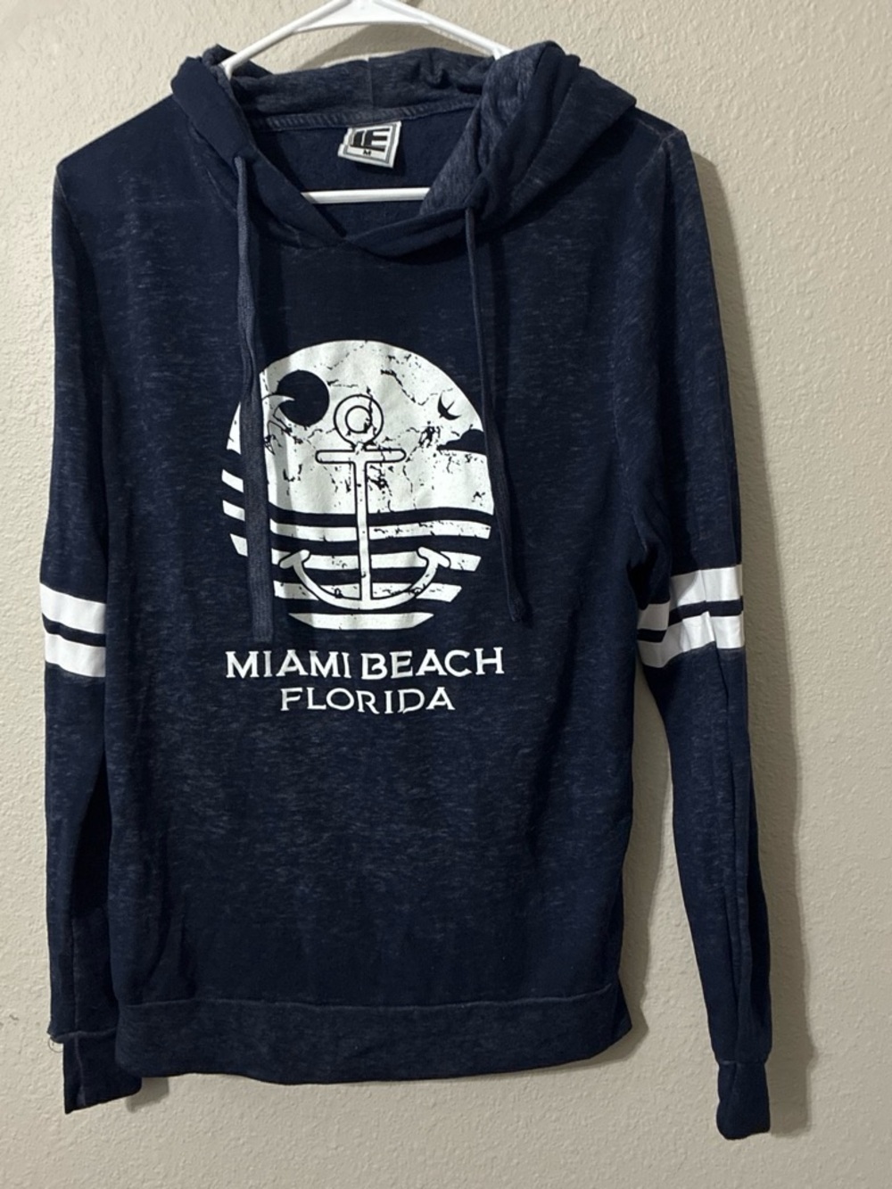 LE Miami Beach Florida Navy Hooded Sweater